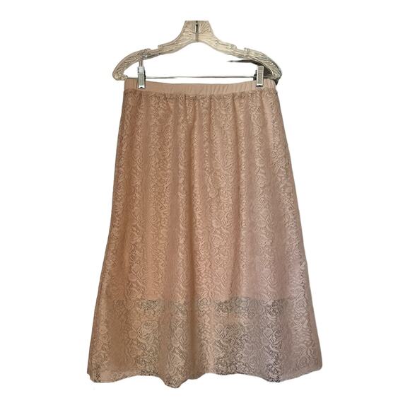 Garnet Hill midi floral lace skirt with elastic waistband size medium - Picture 5 of 14